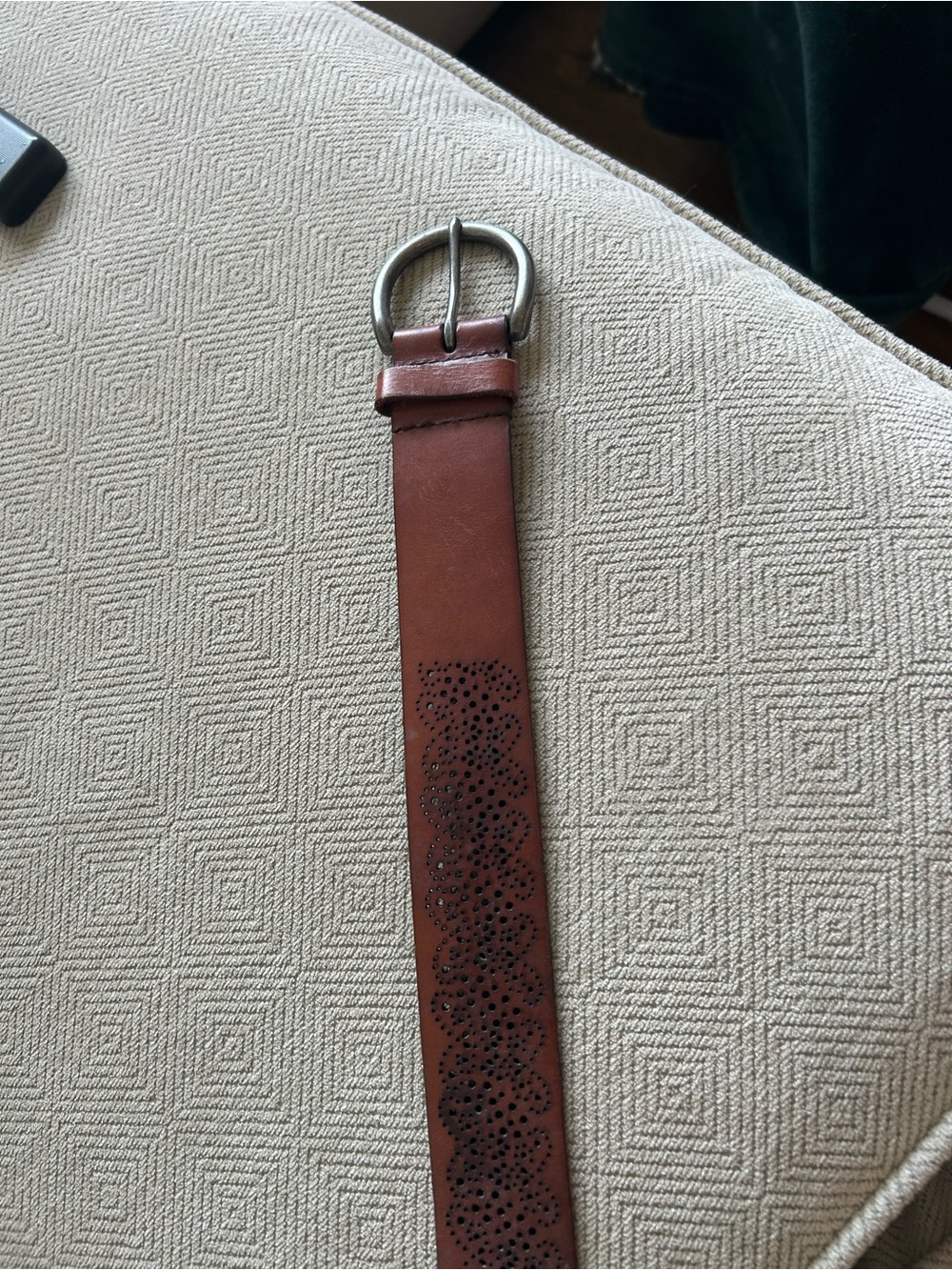 American Eagle Outfitters Brown Leather Belt with Decorative Perforation